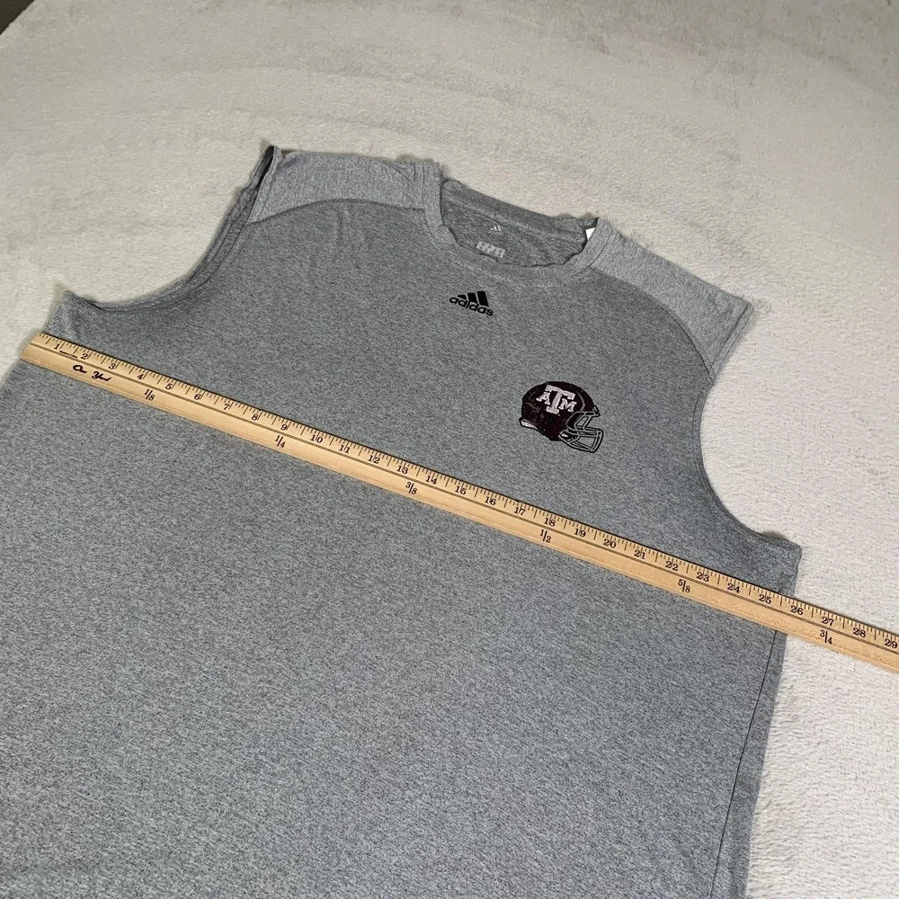 Texas A&M Aggies Shirt‎ Mens 2XL Gray NCAA Football Adidas Climalite Sleeveless